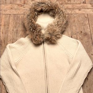 Ralph Lauren zip front sweater with coyote trim